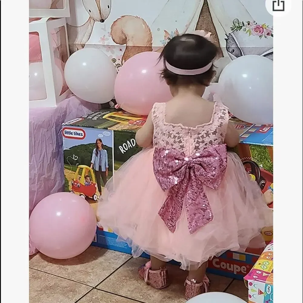 Special Occasion Little Girls Dress Size 12 months Tulle Sequin Flower Pageant